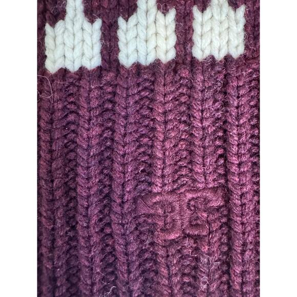 ✨ Tory Burch 100% Wool Fair Isle Sweater – Burgundy/Cream/Mustard – Size XL ✨ - Picture 7 of 12